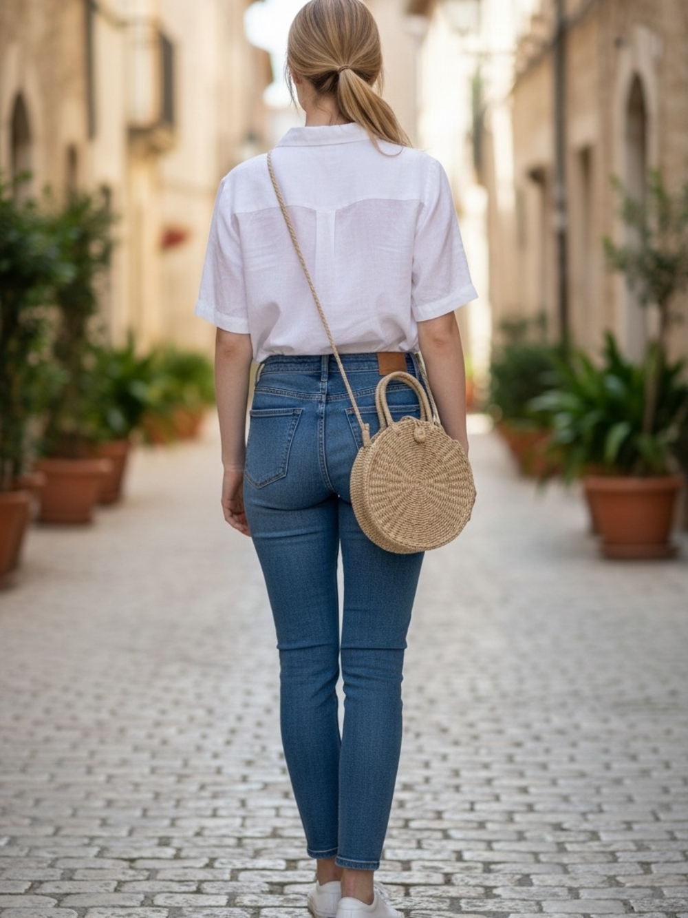 (66)Moda Luxe Round Woven Crossbody Bag in Natural Tan
